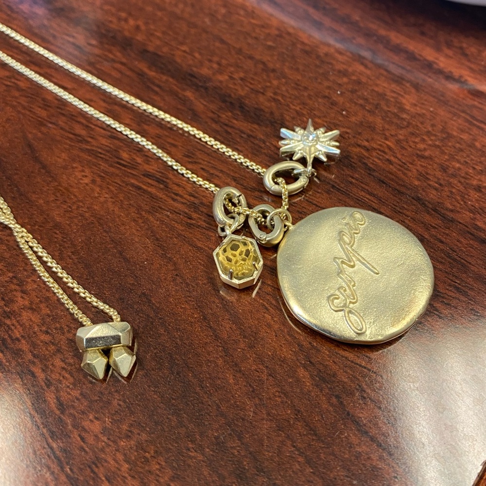 Kendra Scott 14K Gold Plated Zodiac Charm Necklace in Citrine-Scorpio